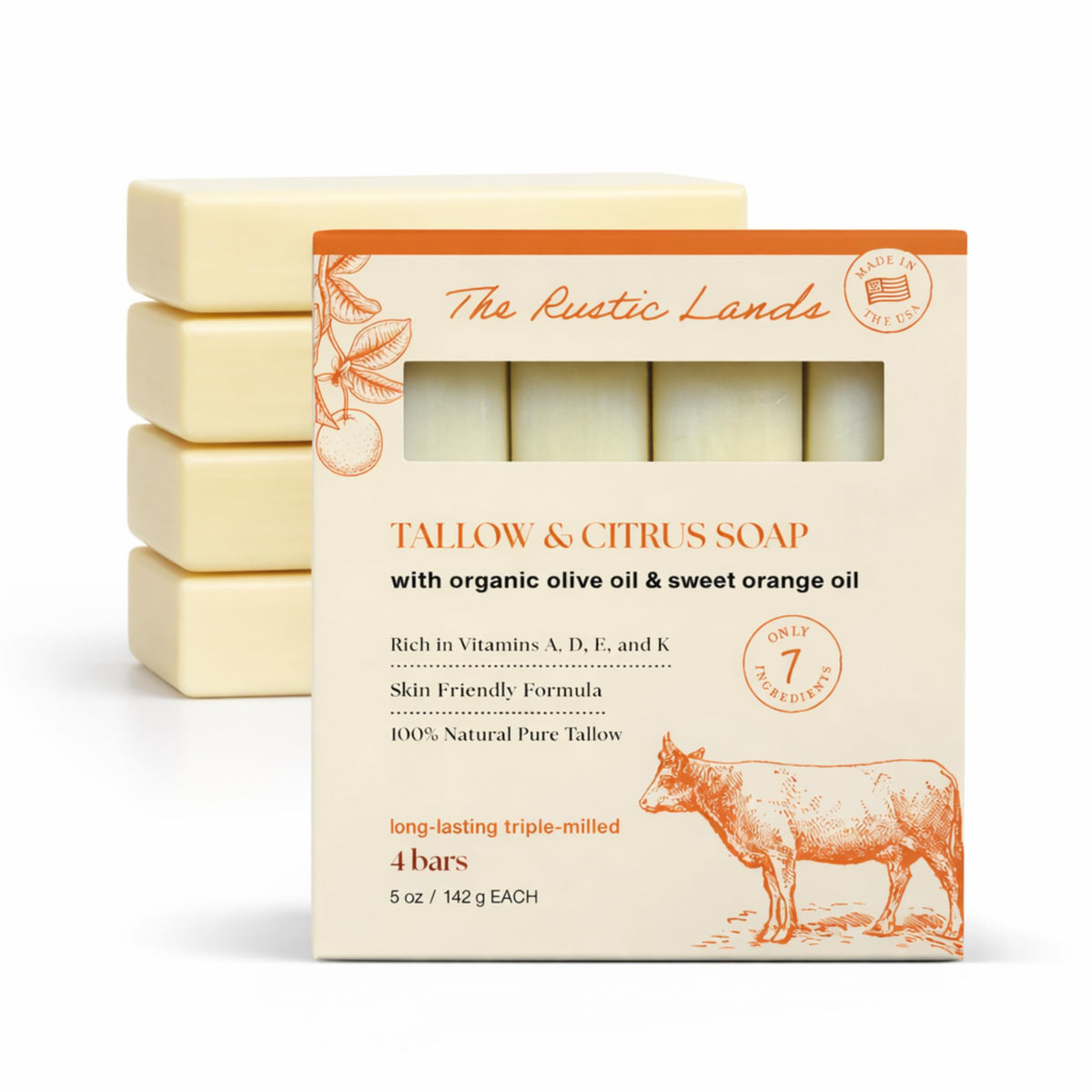 PROVENCE ESSENTIALS front packaging showing four soap bars and label benefit