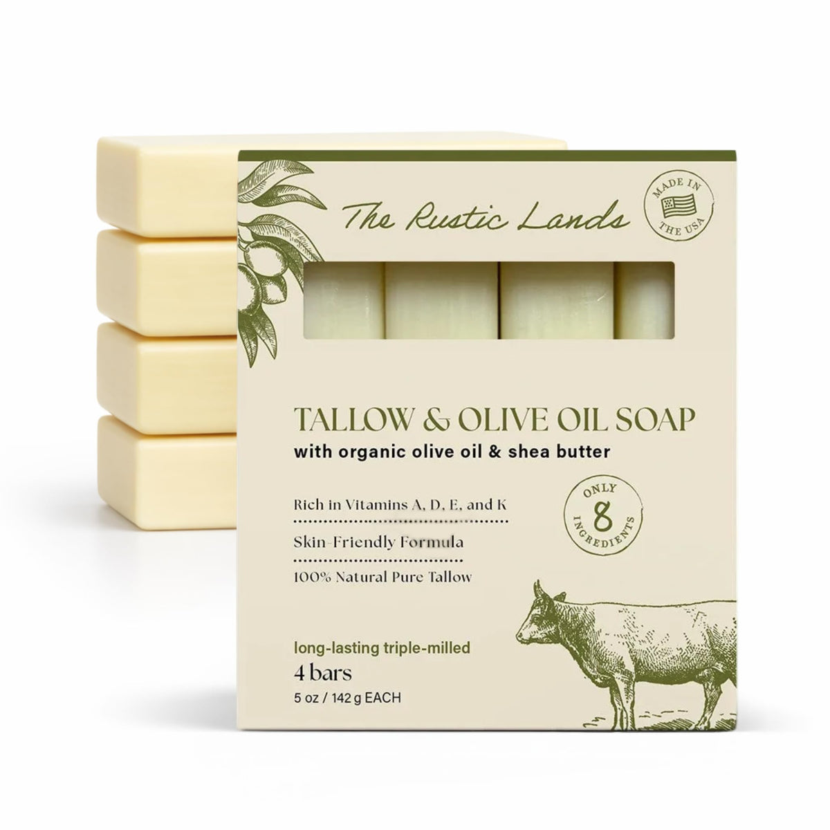 PROVENCE ESSENTIALS front packaging showing four Rustic Lands bars and brand