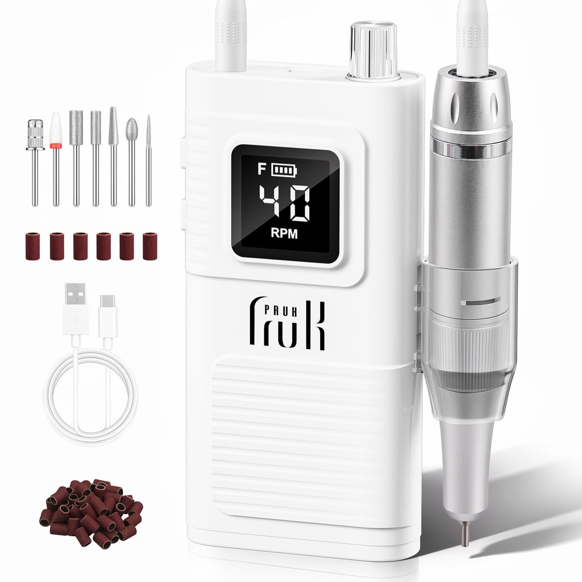 Pruk front packaging showing compact kit and accessories for easy setup