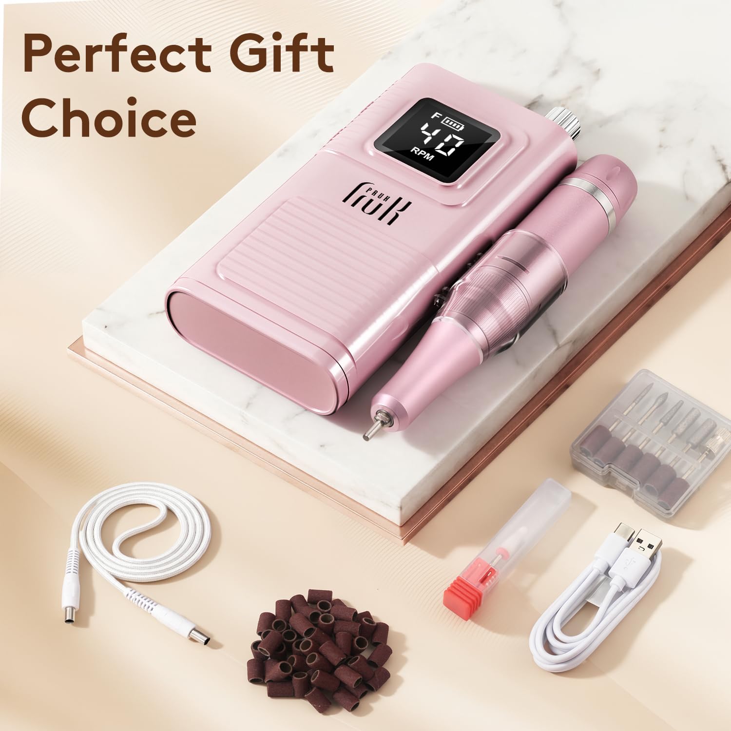 Pruk packed in travel bag showing portability for on‑the‑go nail services