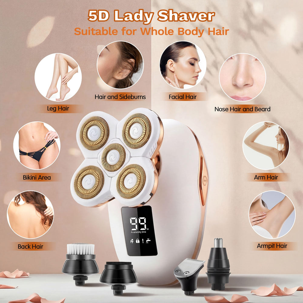 Psmicor arrangement of the five detachable heads and limit combs for versatile grooming