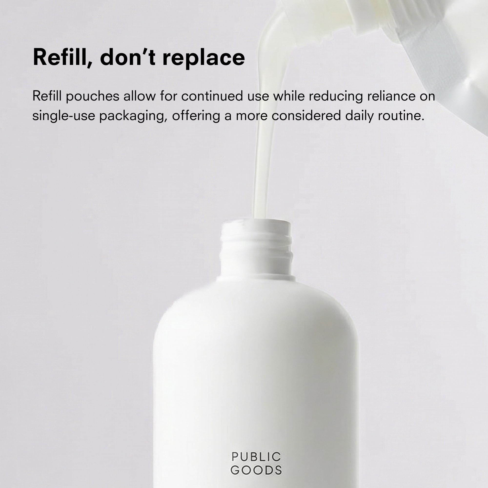 Public Goods lotion on bathroom counter in lifestyle scene promoting everyday use