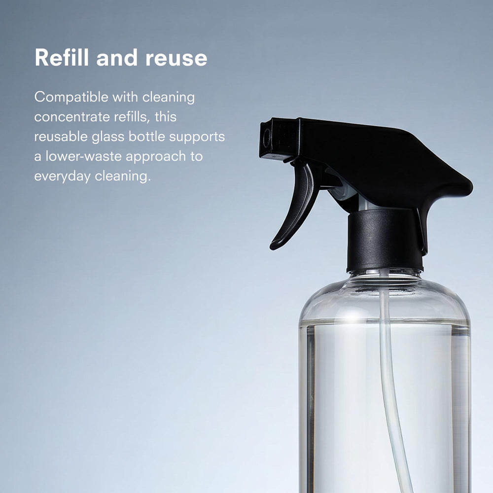 Public Goods open bottle neck while pouring concentrate showing spill-free refill advantage
