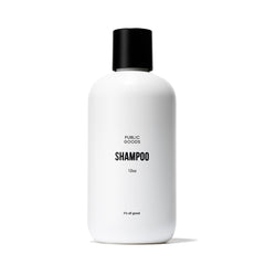 Public Goods shampoo front bottle showing simple design and clean benefits