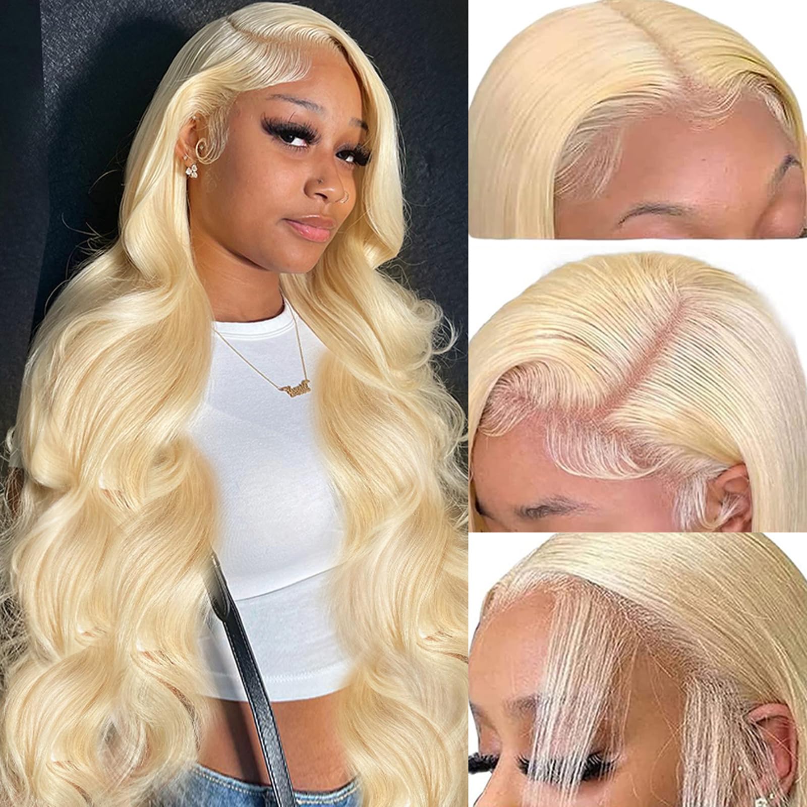 PUHPUH front view 30-inch blonde wig shows natural hairline and volume