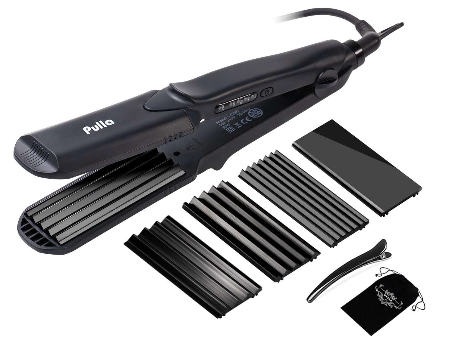 pulla front view crimper showing sleek design and quick styling benefit
