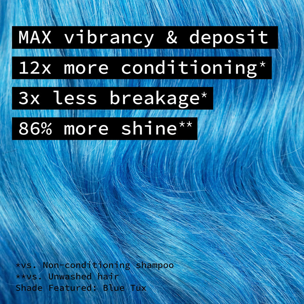 Pulp Riot applying True Blue to strand demonstrating vibrant deposit for instant color payoff
