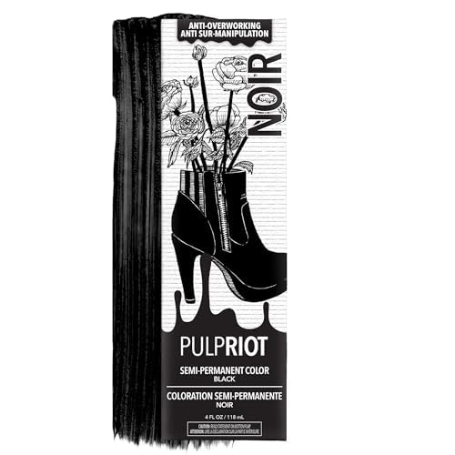Pulp Riot Noir front tube showing rich black-blue shade and professional packaging benefit