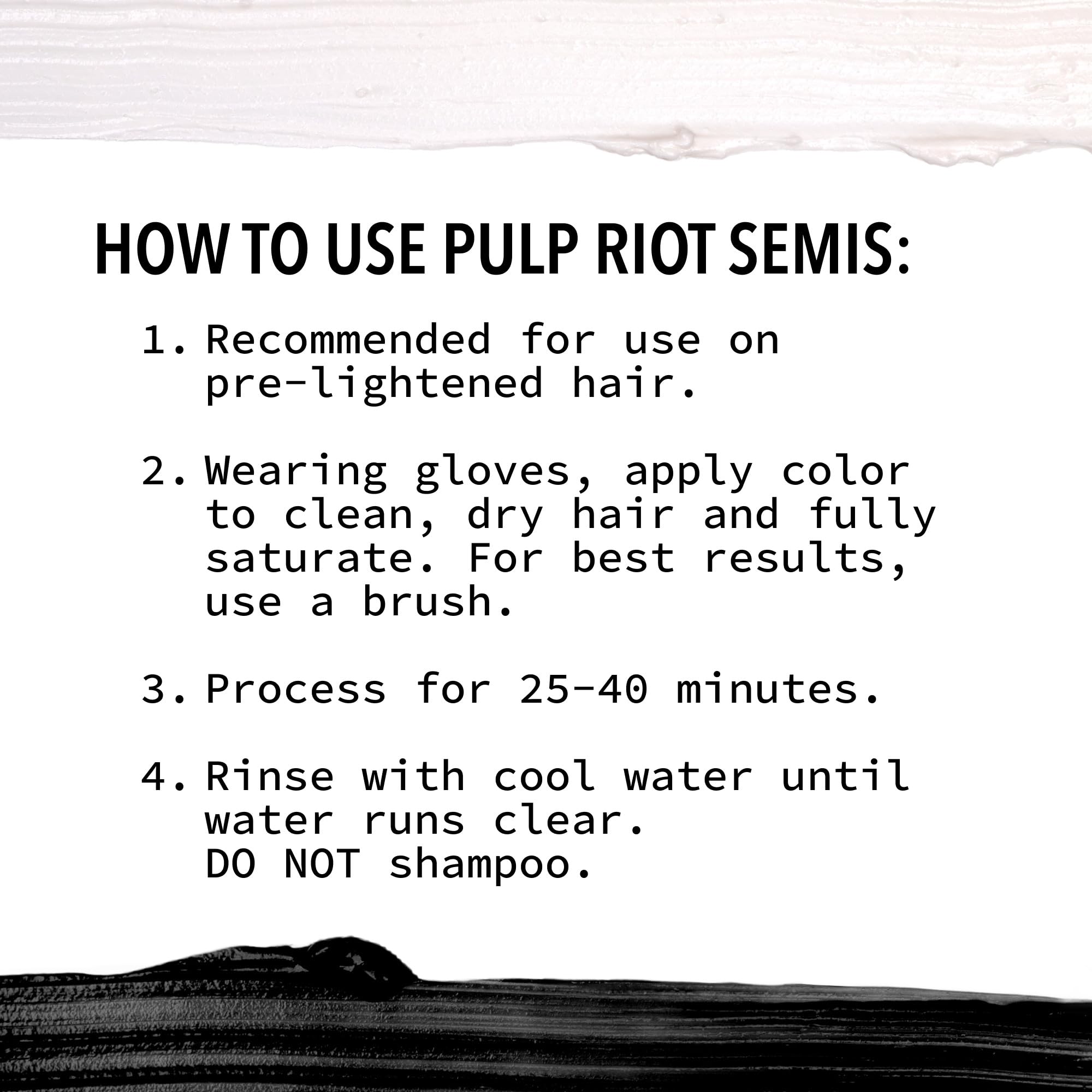 Pulp Riot Noir creamy texture on a gloved hand indicating easy application control