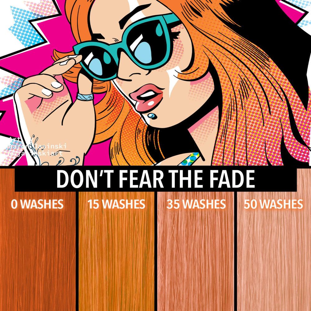 Pulp Riot vibrant Nuclear on pre-bleached hair demonstrating full brightness