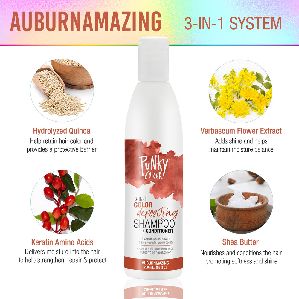 Punky close-up label reading 3-in-1 color depositing conditioner and cleanser benefits