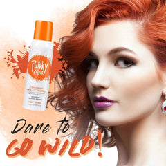 Punky before-and-after streak showing vivid orange accent and visible transformation