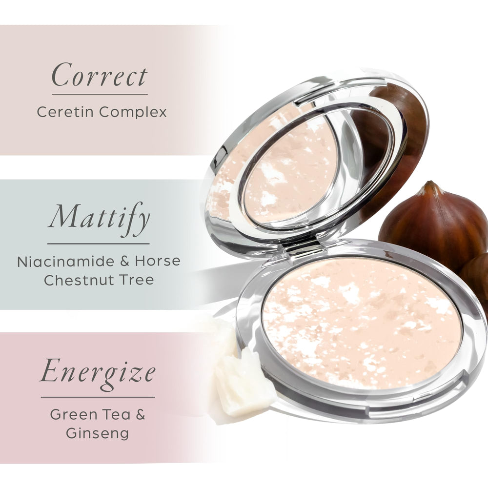 PÜR MINERALS powder applied with brush offering quick shine control benefit