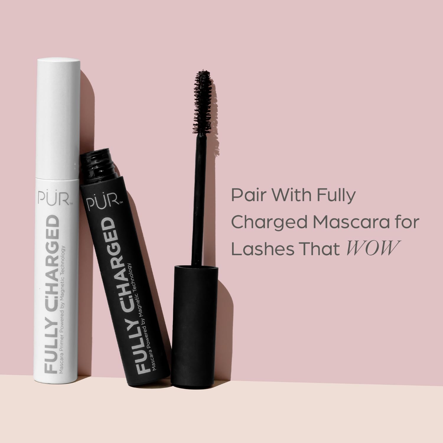 PÜR MINERALS before and after lashes demonstrating visible length and volume