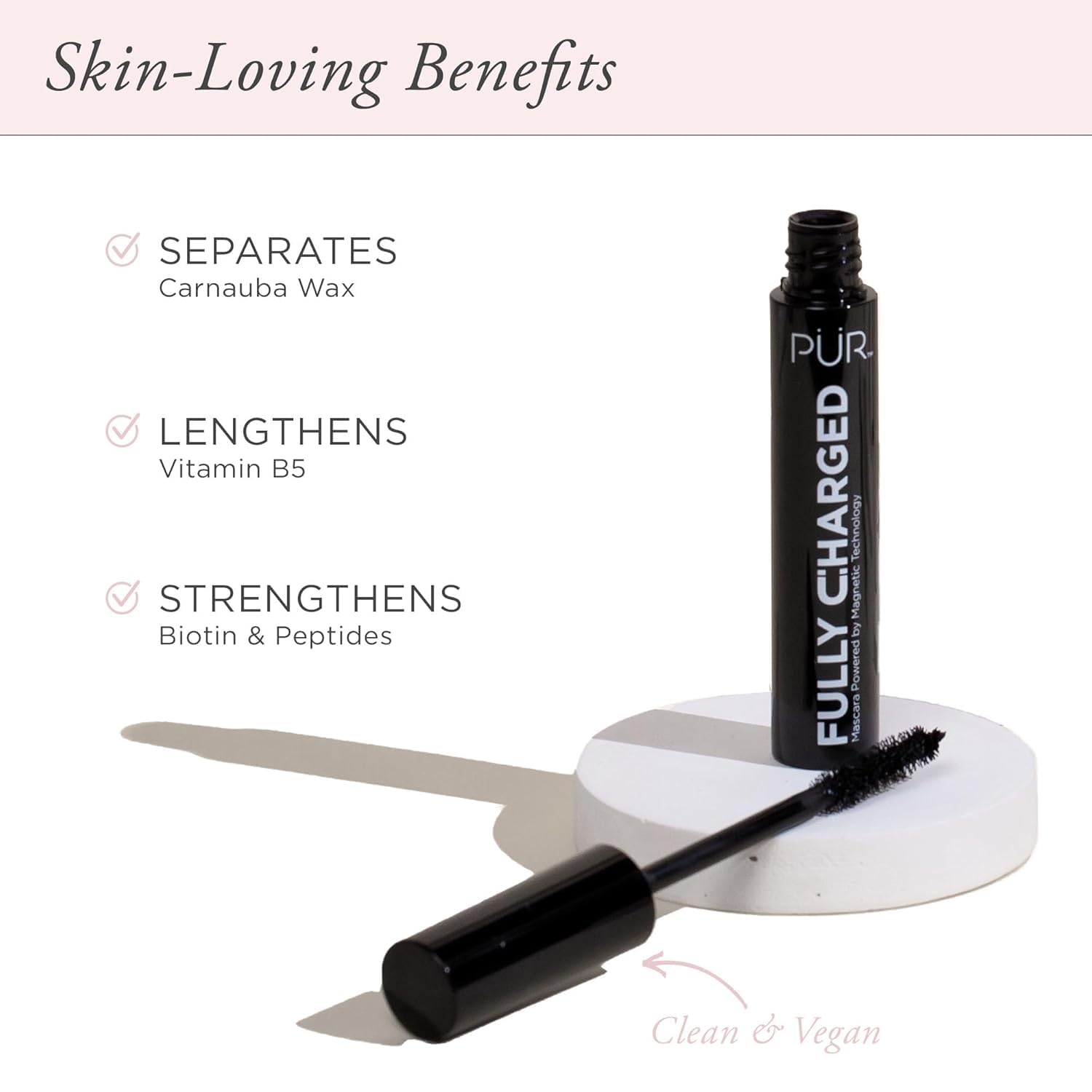 PÜR MINERALS texture swatch on skin showing smooth volumizing finish