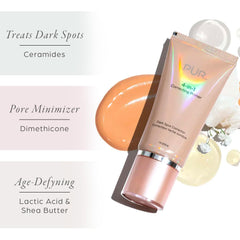 PÜR MINERALS tube held in hand to show size and travel-friendly benefit