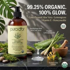 PURA D'OR gel being applied from hand for quick absorption and no residue