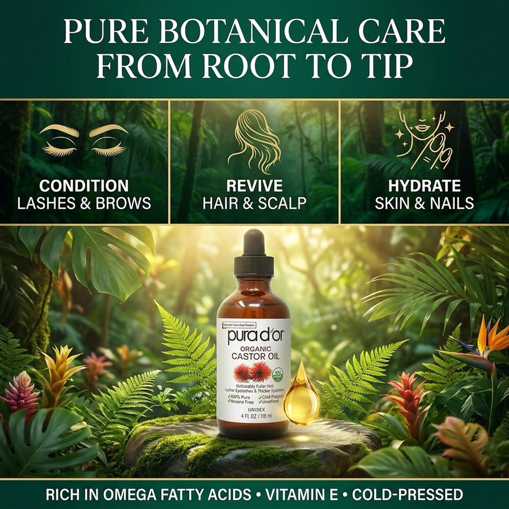 PURA D'OR applied to eyebrow to show grooming and fuller appearance benefit