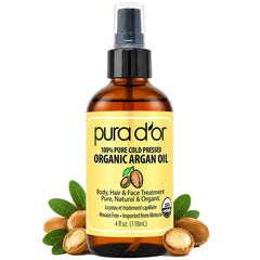 PURA D'OR front bottle view showing product and clean packaging benefit