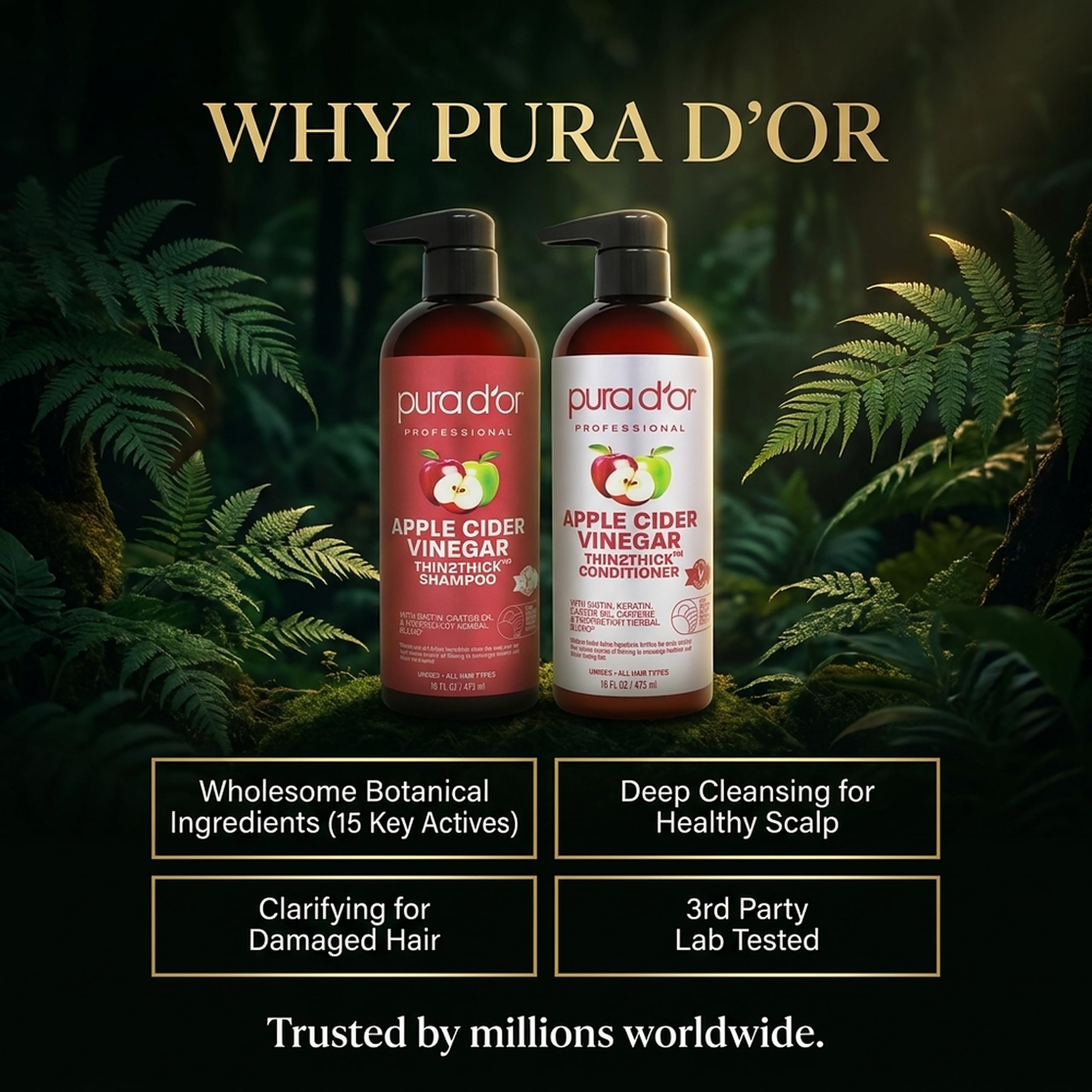 PURA D'OR set on a bathroom shelf showing everyday styling routine