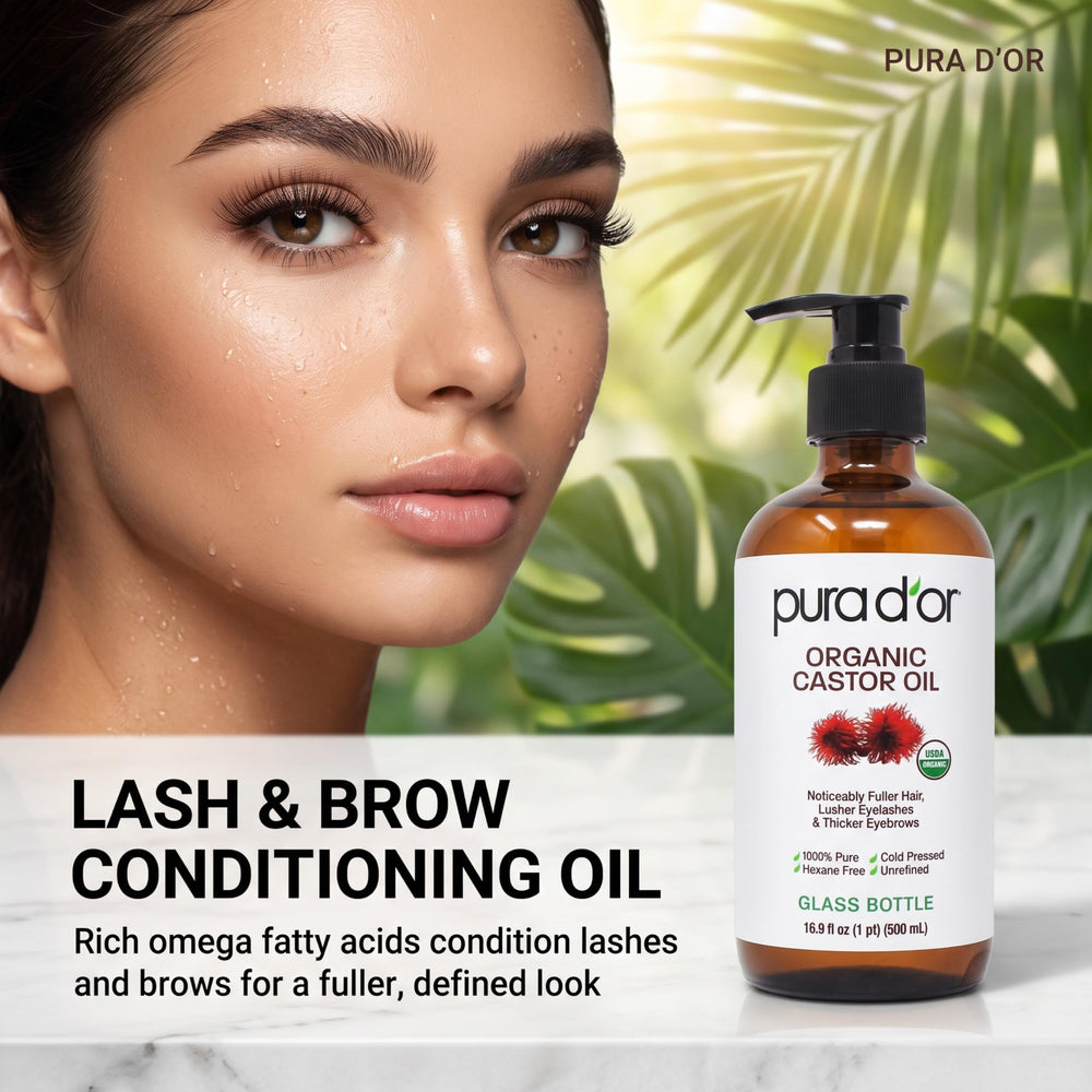 PURA D'OR applied to hair ends demonstrating added softness and shine benefit