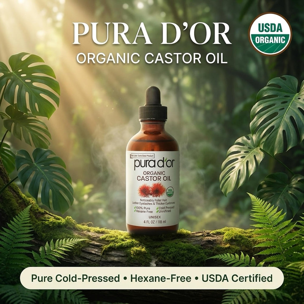 PURA D'OR close-up oil texture highlighting cold-pressed richness and nutrients