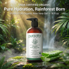 PURA D'OR gel texture close-up highlighting hydrating, fast-absorbing consistency