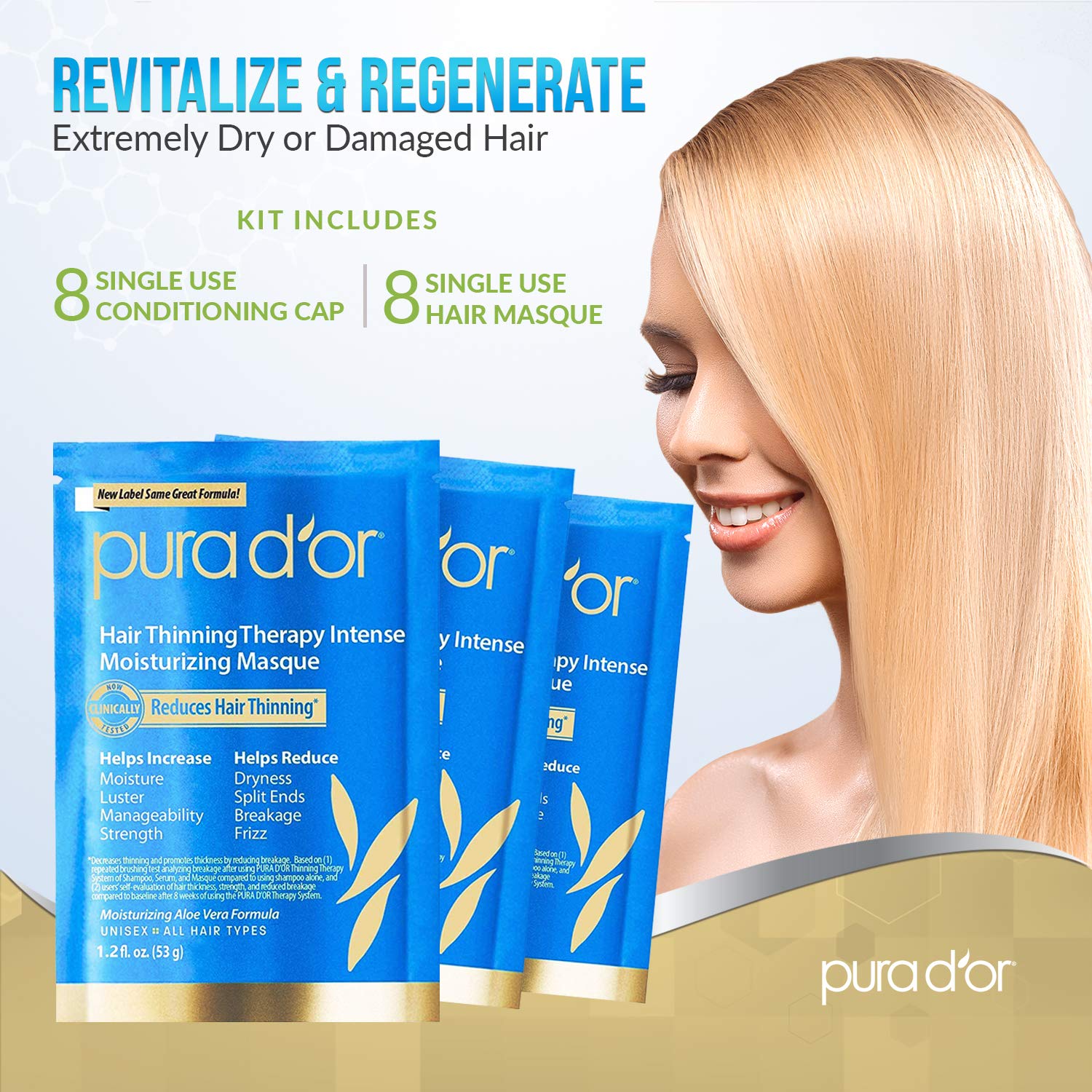 PURA D'OR masque on wet hair with conditioning cap for easy application