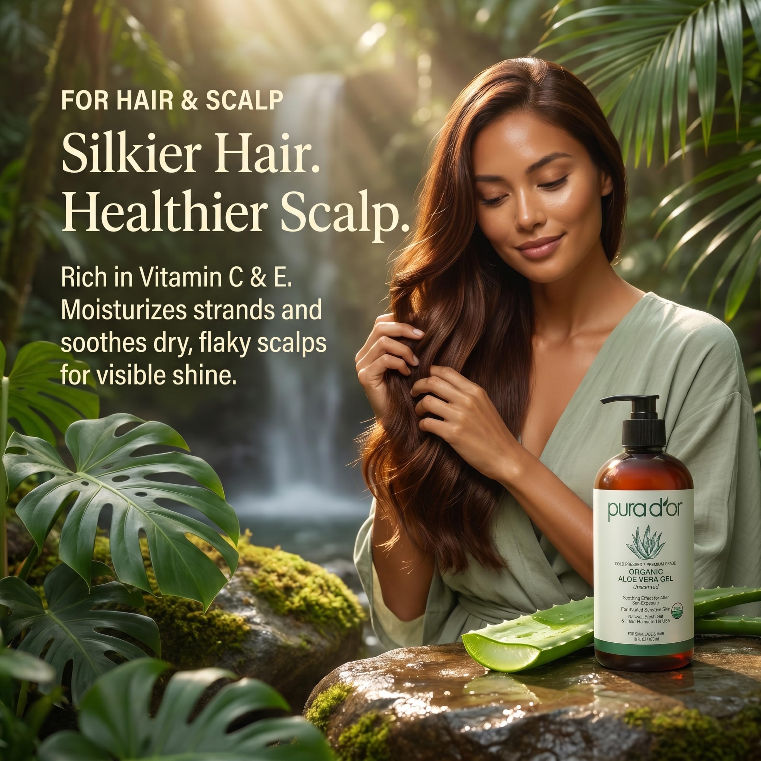 PURA D'OR label detail focusing on USDA Organic seal and ingredient transparency benefit