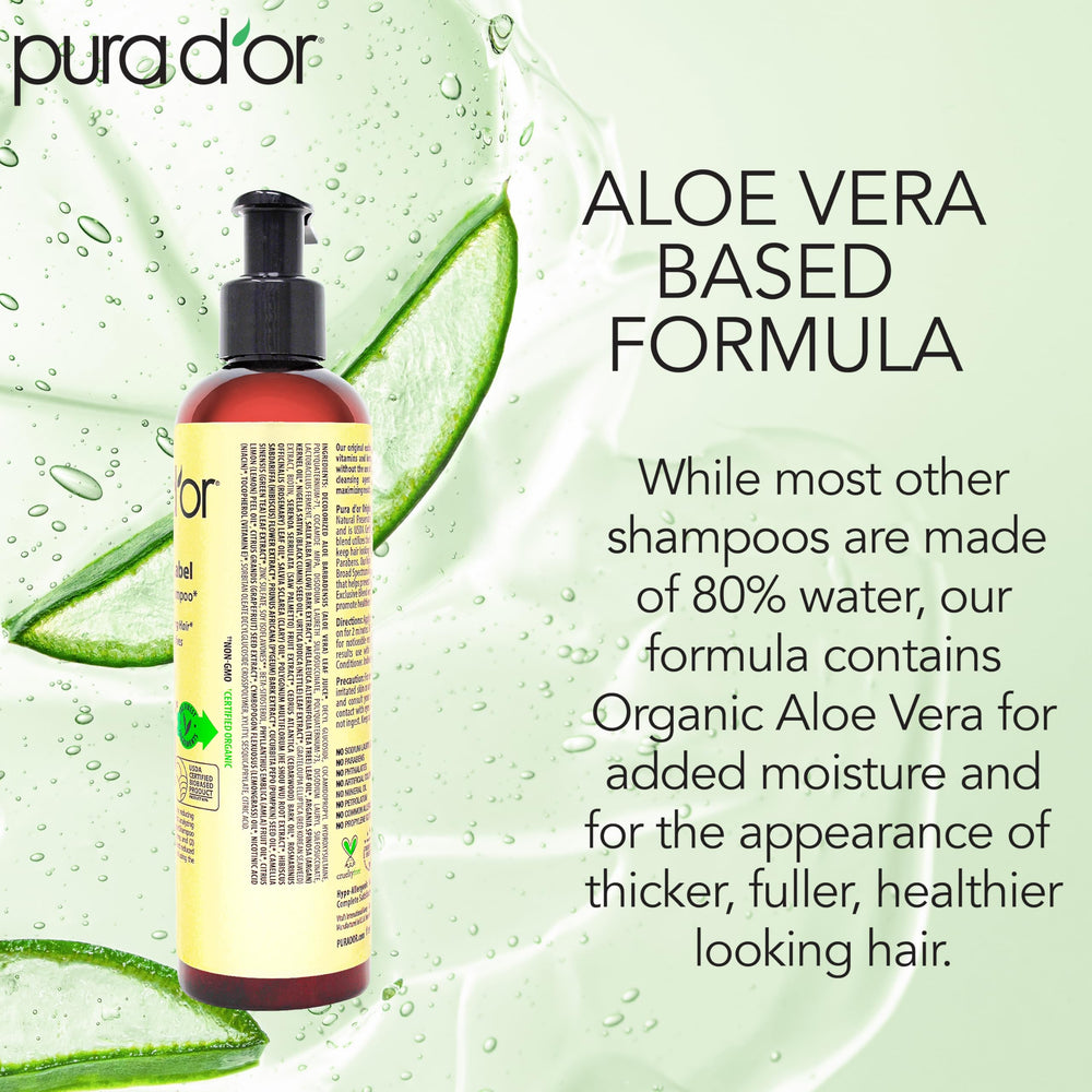 PURA D'OR shampoo placed by sink in bathroom to show daily routine and salon-quality feel