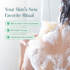 Puracy pump dispensing gel with lather demonstrating easy application benefit