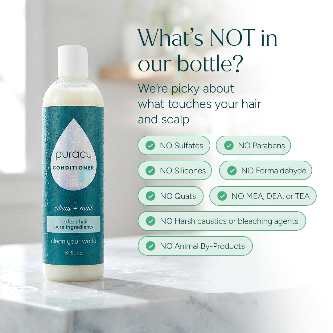 Puracy conditioner on shower shelf in bathroom lifestyle for easy access benefit