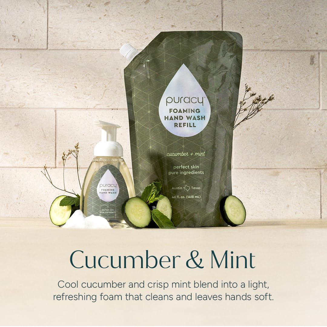 Puracy cucumber and mint ingredients still life suggesting fresh scent