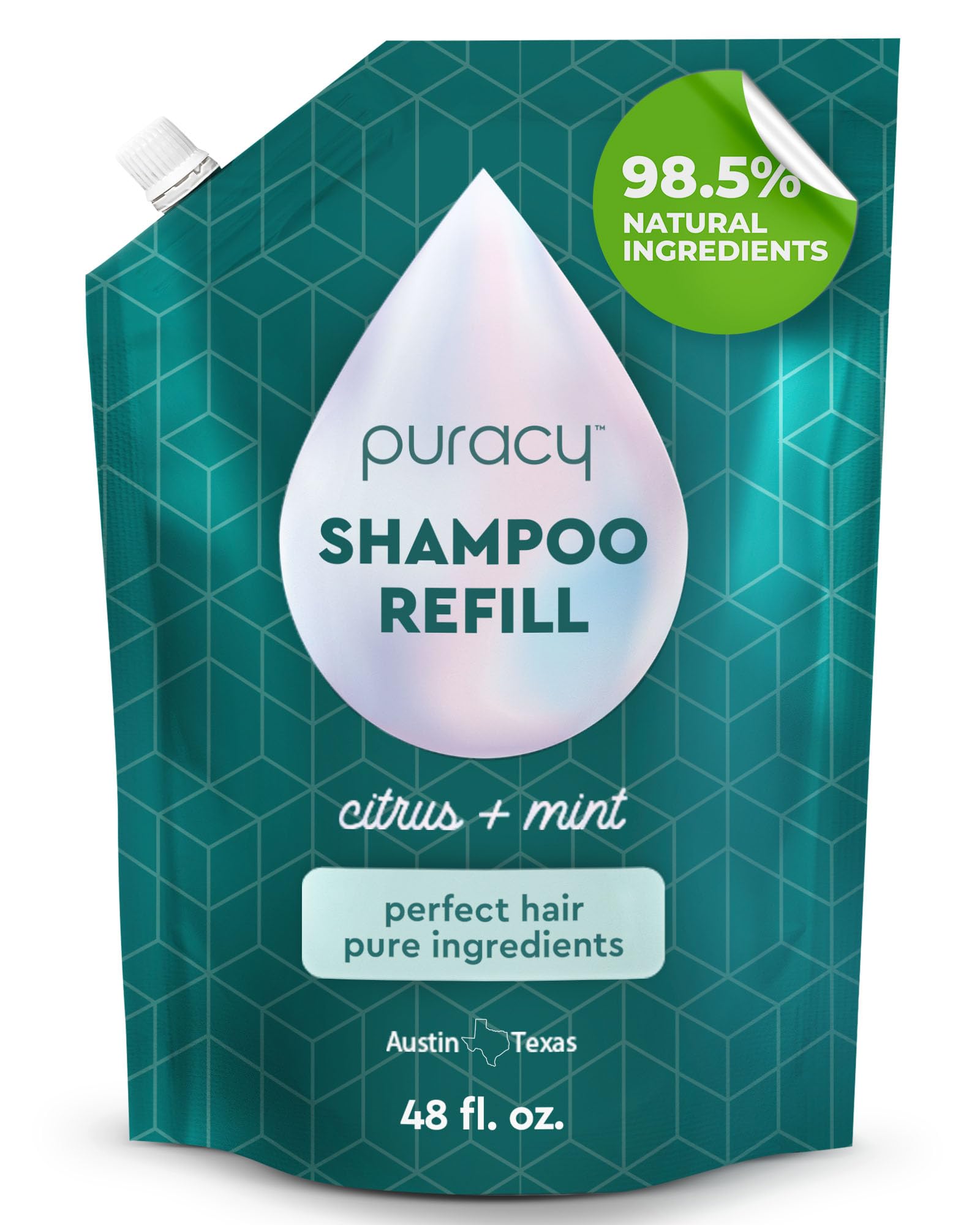 Puracy front refill packaging showing size and eco benefit