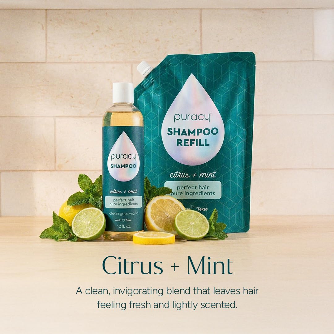 Puracy shampoo lather on hair demonstrating gentle cleanse