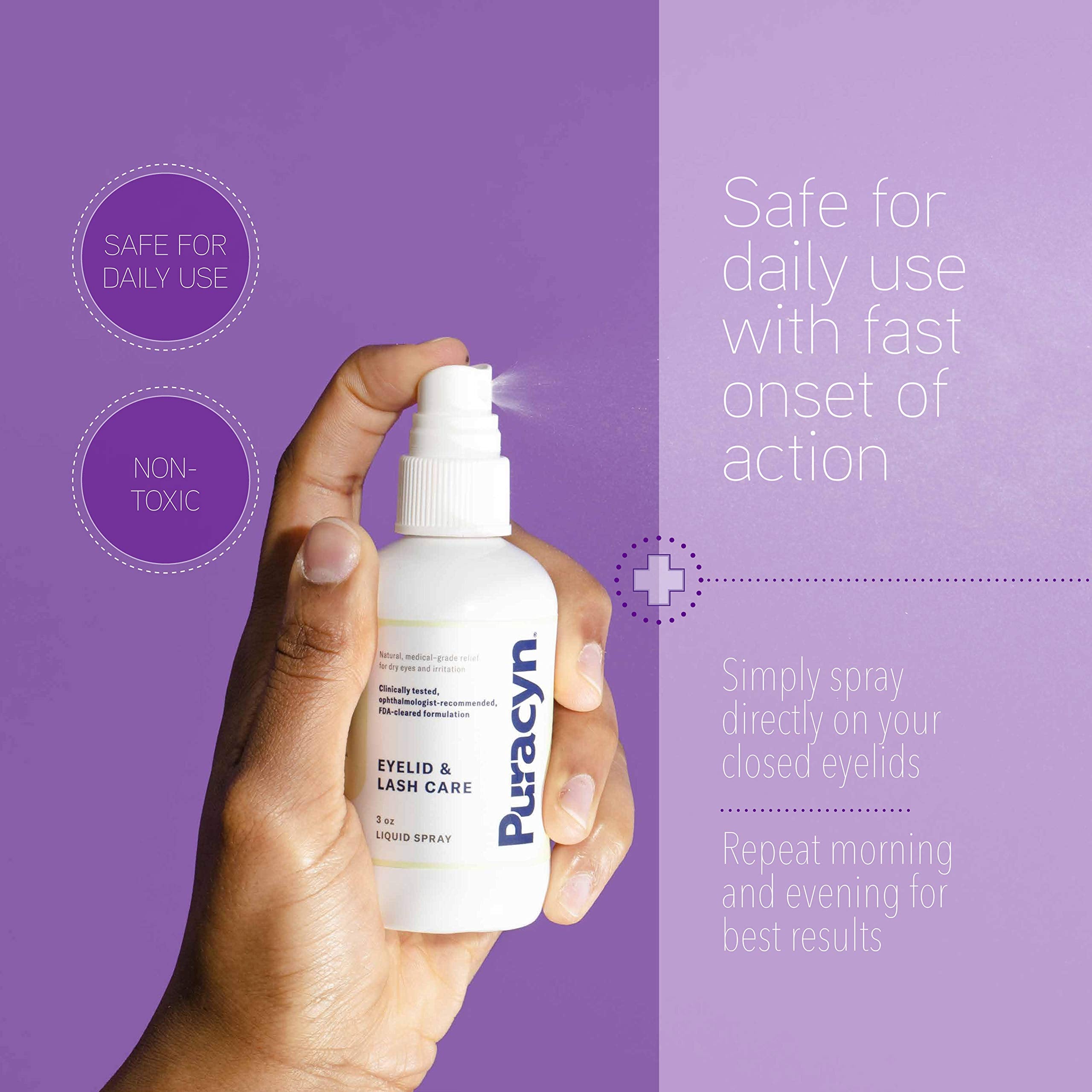 Puracyn bottle held in hand showing compact travel-friendly size and convenience