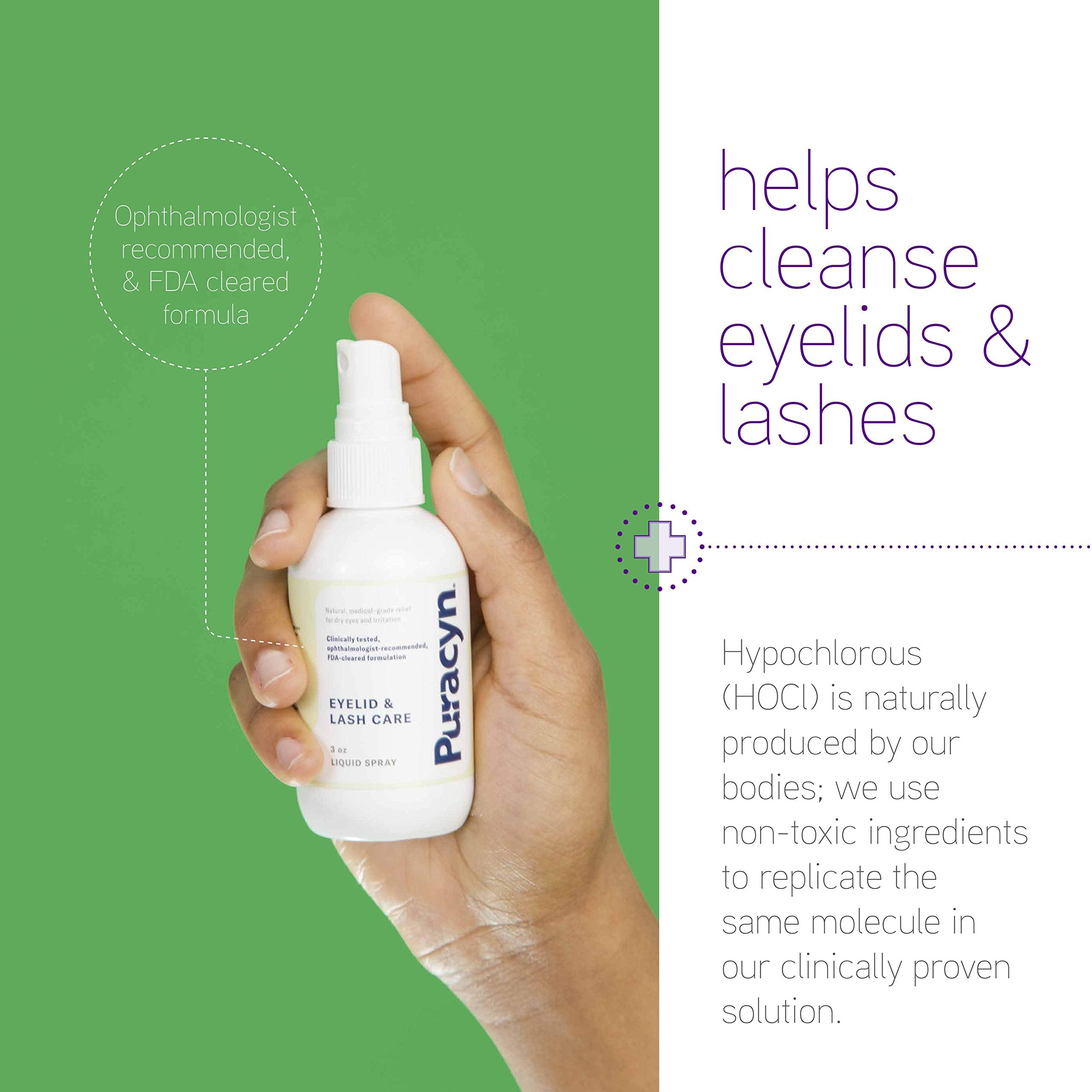 Puracyn solution drop on fingertip illustrating clear, non-toxic formula benefit