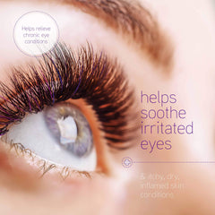 Puracyn in-use on closed eye demonstrating gentle cleansing and debris removal