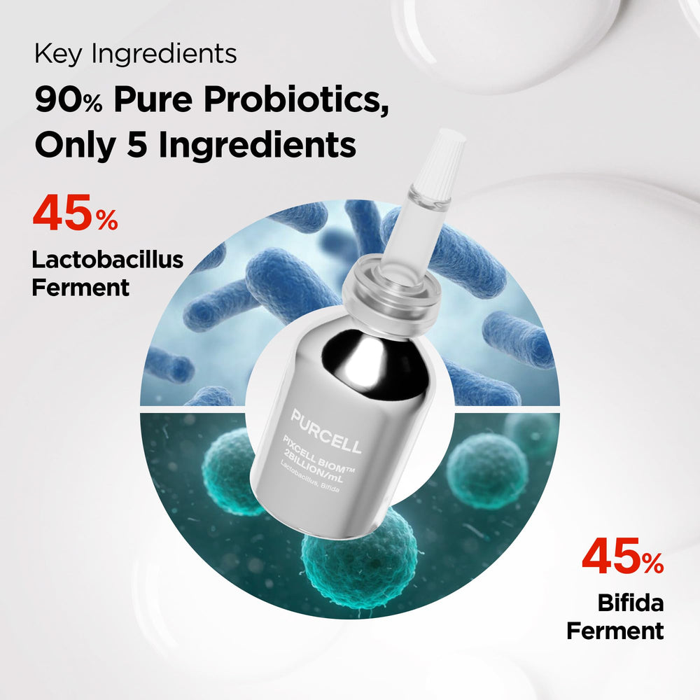 PURCELL dropper dispensing PIXCELL BIOM with precise dose for consistent probiotic delivery