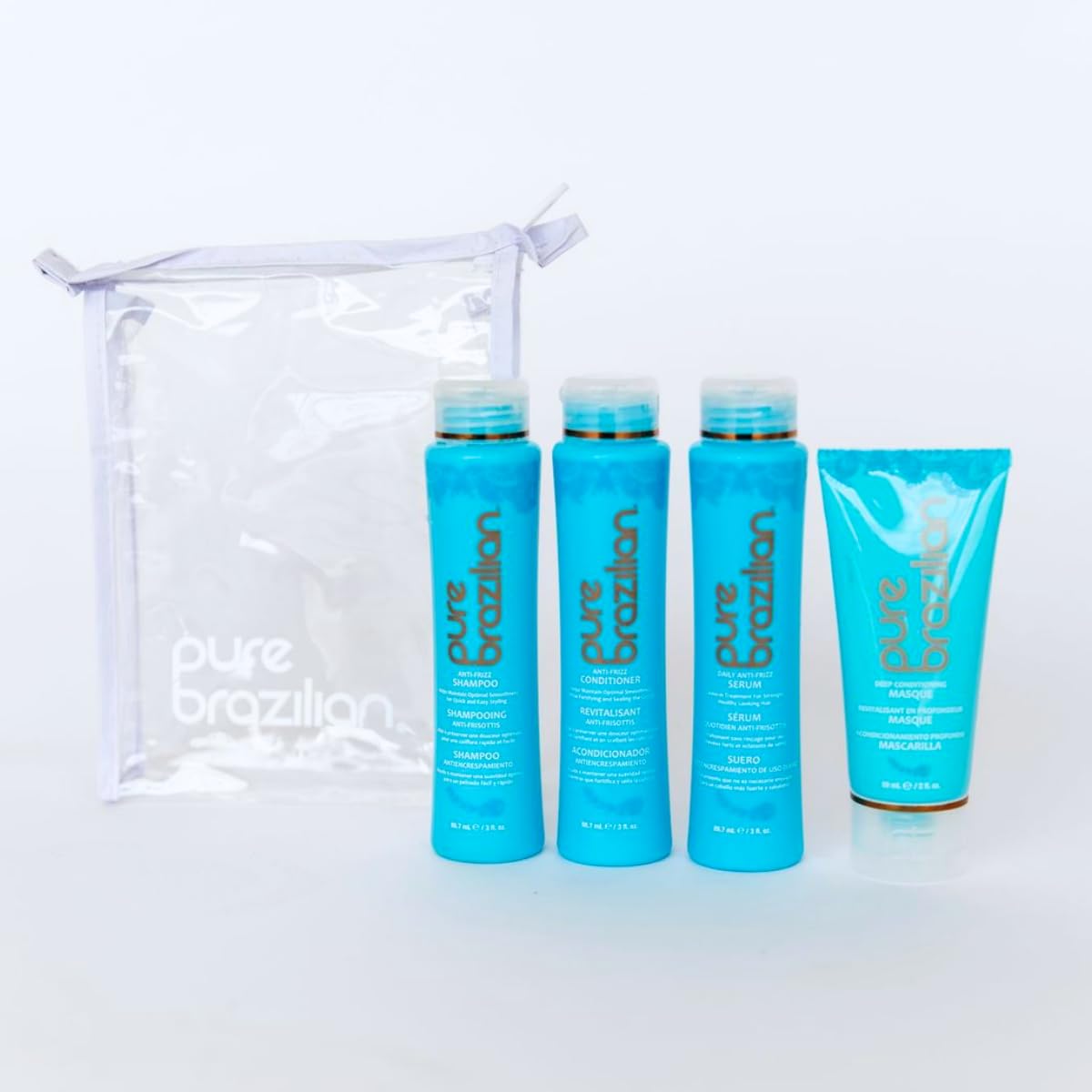 Pure Brazilian kit inside toiletry bag illustrating travel-ready convenience