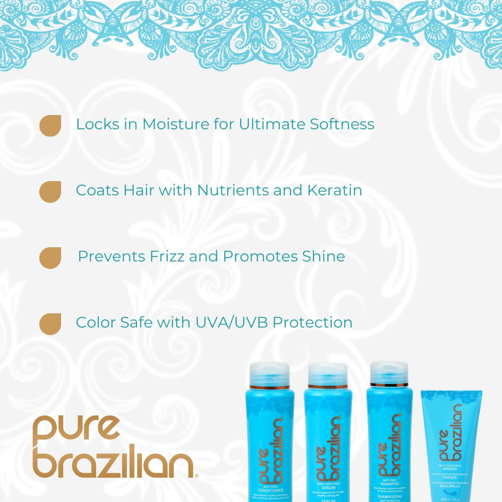 Pure Brazilian shampoo pump close-up highlighting gentle, salt-free cleanse