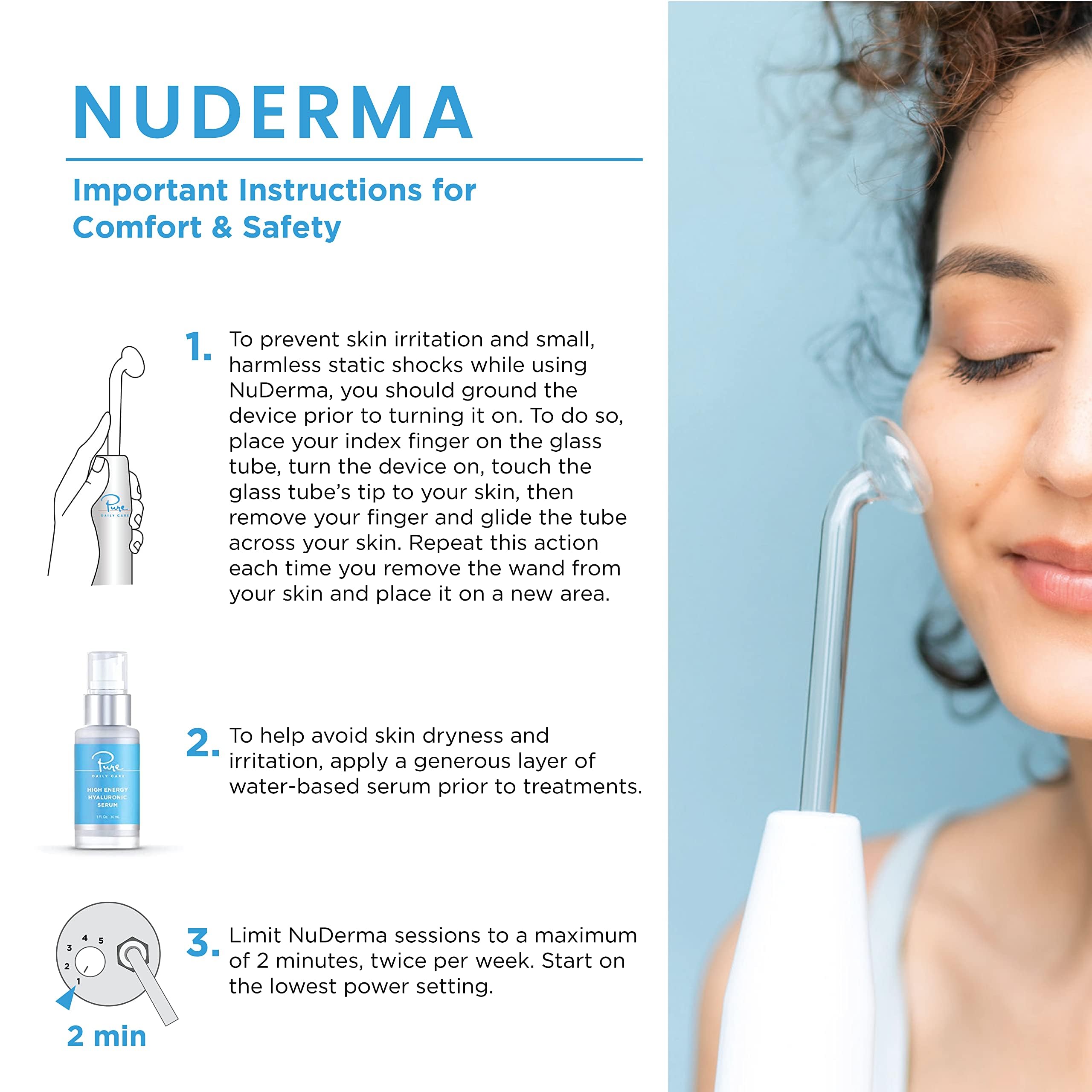Pure Daily Care NuDerma Clinical held in hand showing portable scale advantage