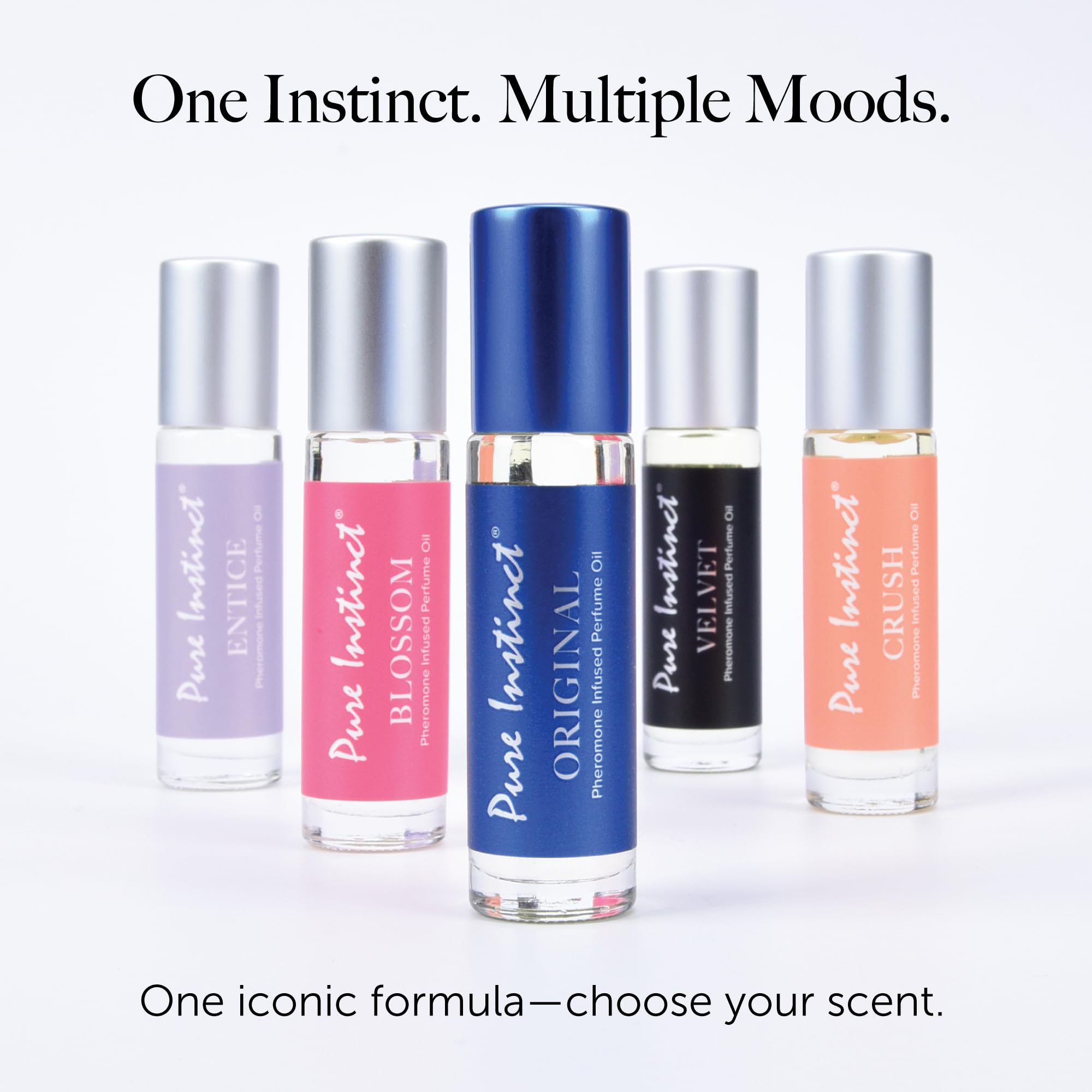 Pure Instinct roll-on in travel bag lifestyle shot showing convenience for on-the-go use
