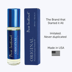 Pure Instinct oil texture swatch showing silky essential oil consistency and smooth absorption