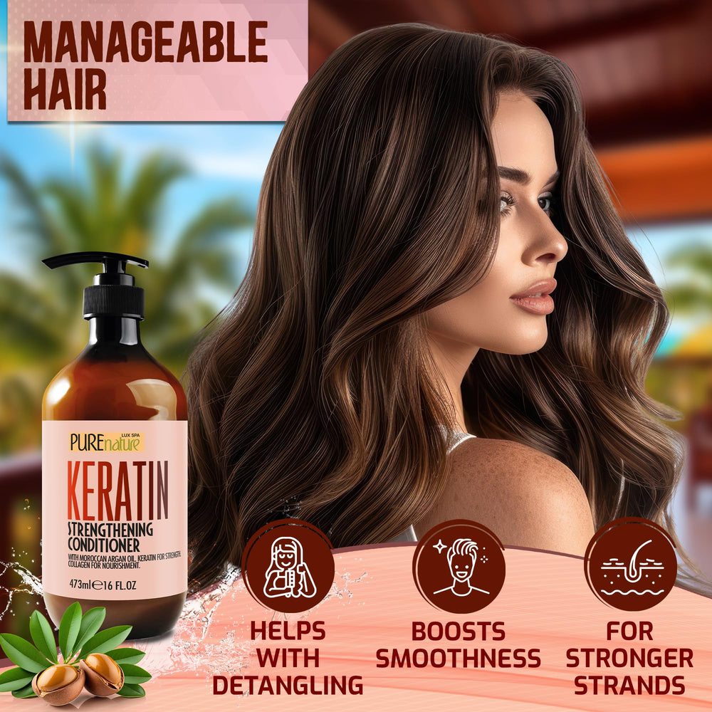 PURE NATURE LUX SPA after use hair showing reduced frizz and shine