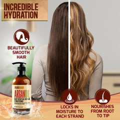 PURE NATURE LUX SPA applying conditioner to wet hair for smoother strands