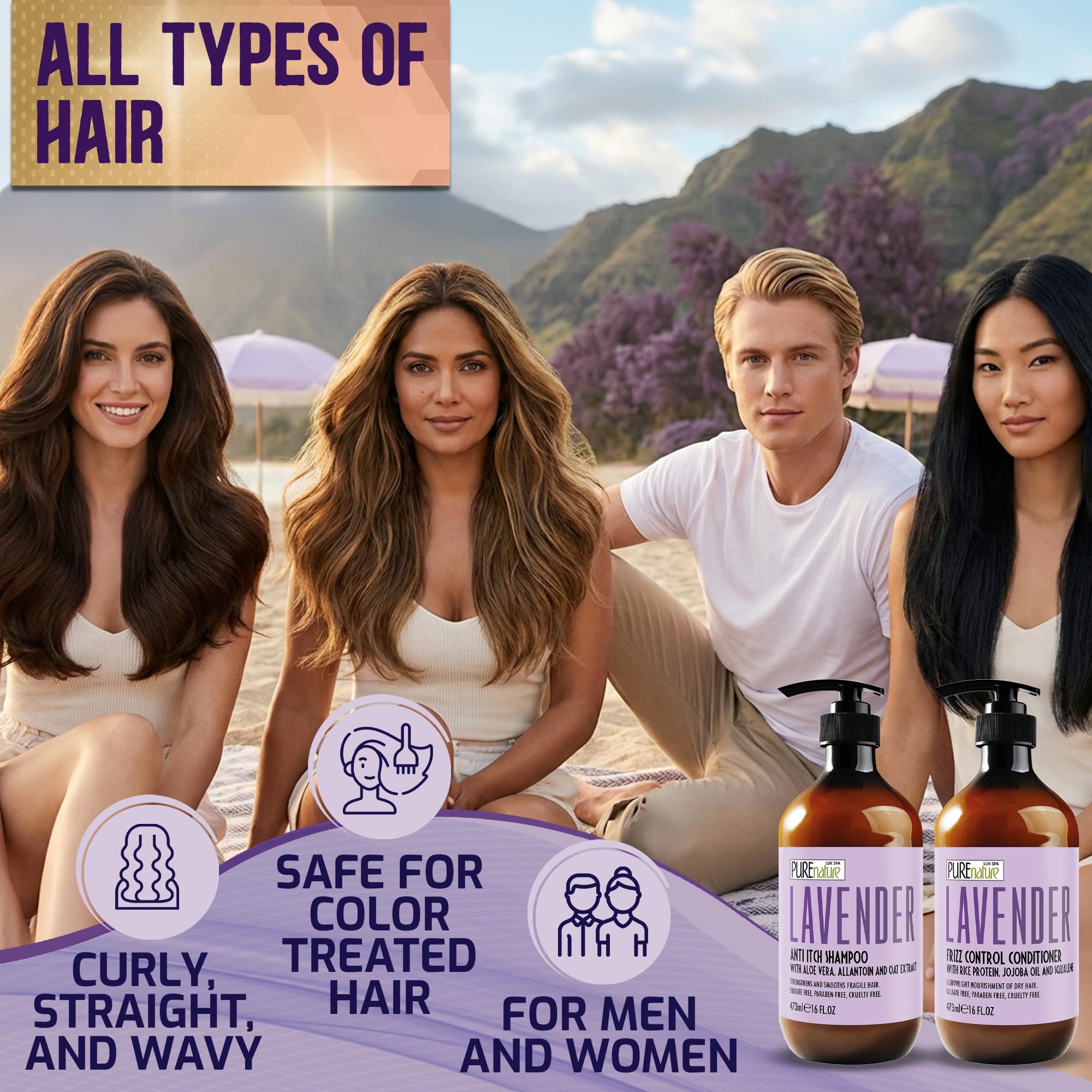PURE NATURE LUX SPA in-shower use with visible frizz control result