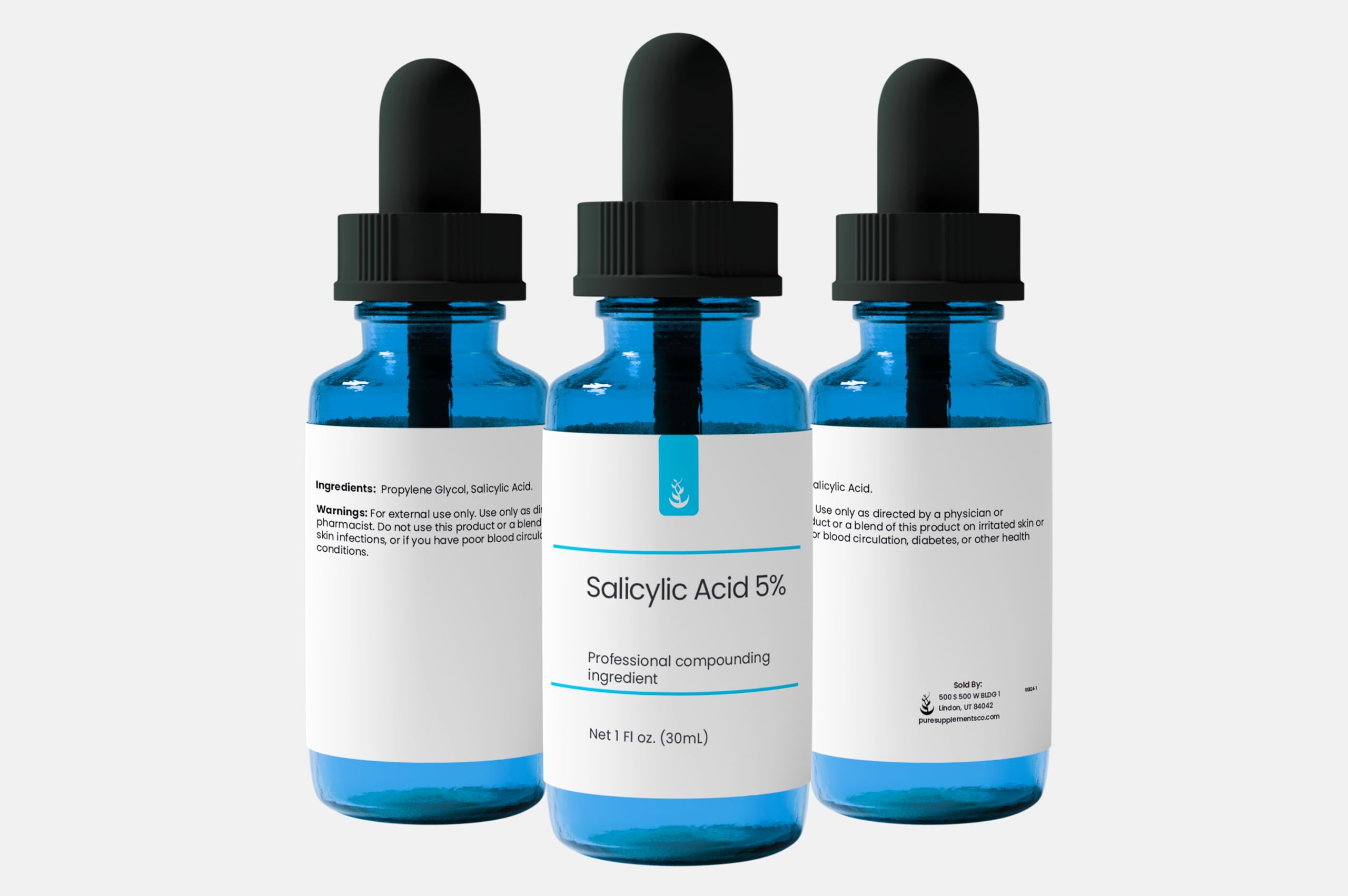 PURE ORIGINAL INGREDIENTS ingredient label close-up highlighting salicylic acid and propylene glycol
