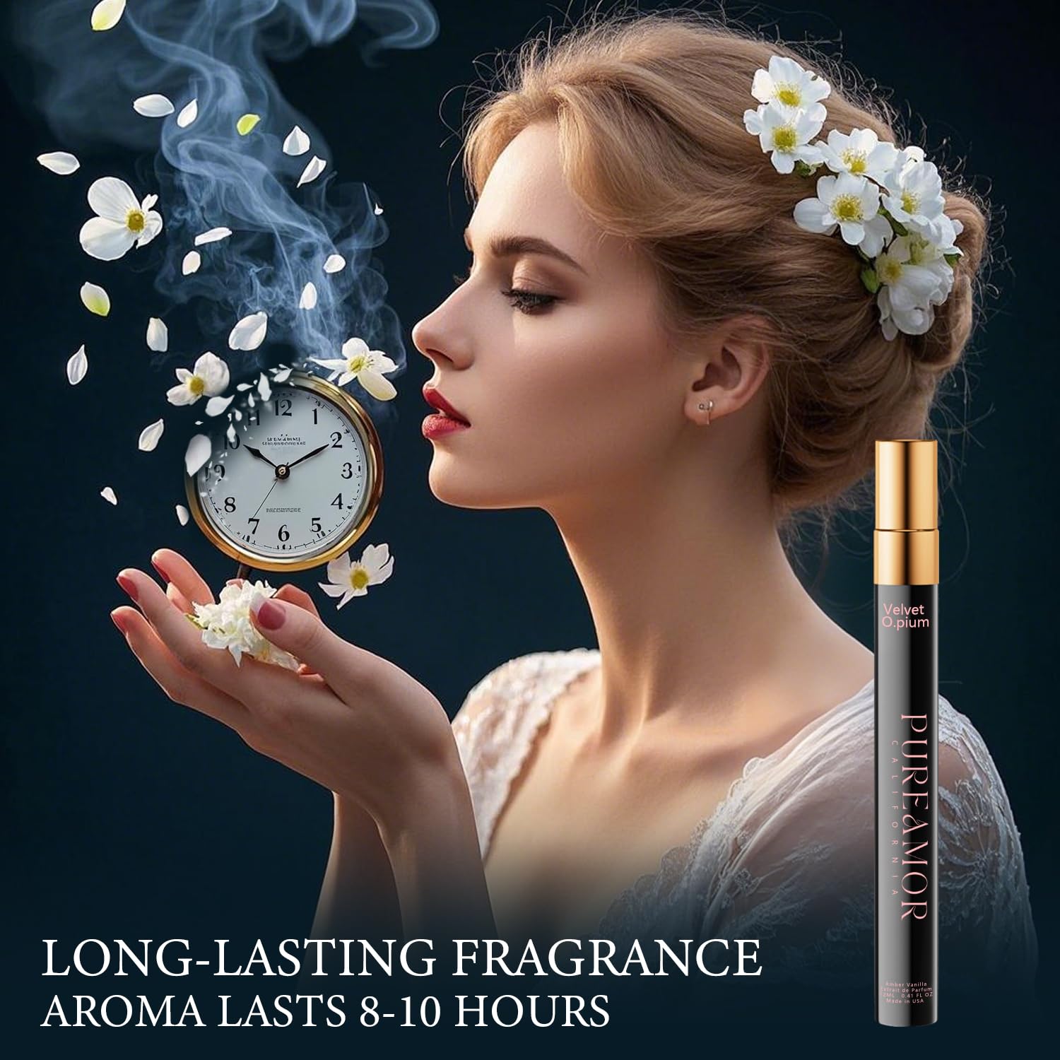 PUREAMOR applied on wrist showing skin-adaptive scent and subtle confidence boost