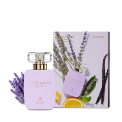 PUREAMOR front bottle view showing elegant square design and confident scent